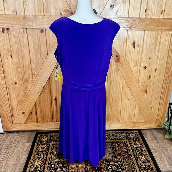 Chaps Purple Ruched Sheath Midi Dress - Picture 9 of 10